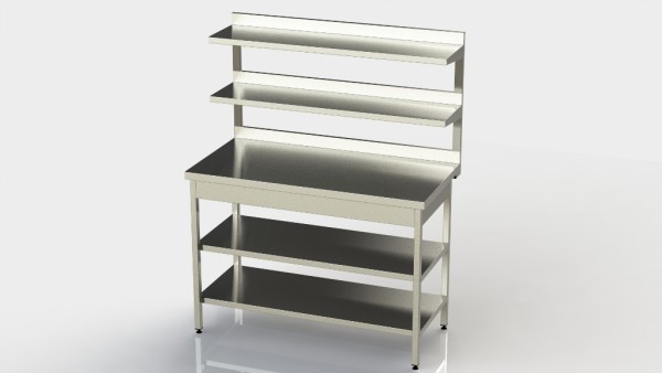 Стіл виробничий з двома полками і додатковими полицями