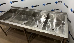 Ванна моечная четырёхсекционная без полки